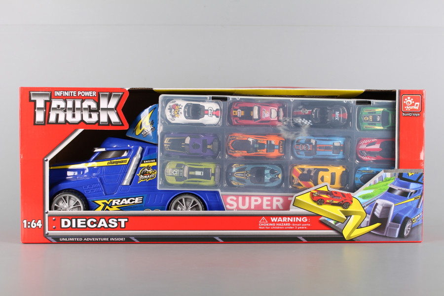 ✨Детски камион с писта и 12 метални коли