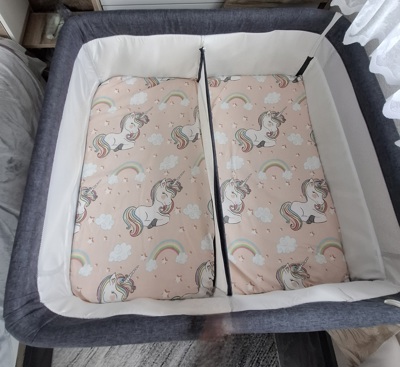 Nex to me twins crib grey