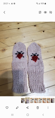 Ръчно плетени орапки от вълна, ходило 21 см.