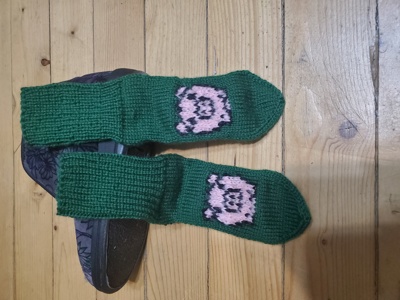 Ръчно плетени детски чорапки, ходило 15 см.